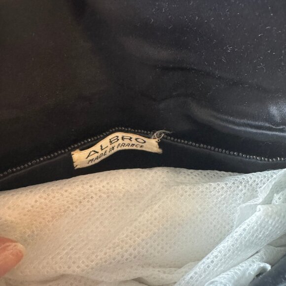 VINTAGE BLACK BEADED EVENING BAG CLUTCH MADE IN FRANCE 'ALBRO' - Picture 11 of 15